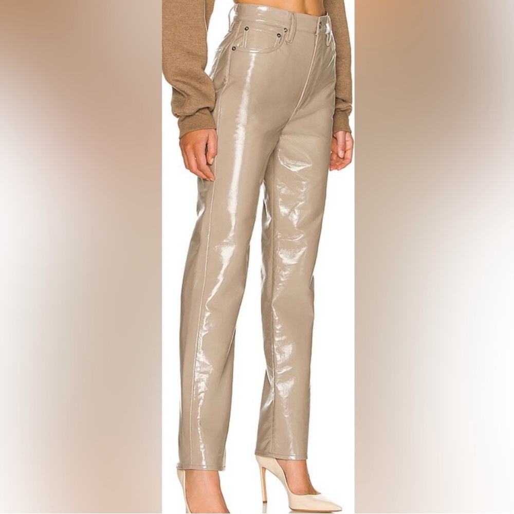 AGOLDE Recycled Leather 90's Pinch Waist Pants, Quail Patent, sz 27
